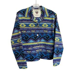 Chicos Anniversary Collection Southwestern Blue Purple Geometric Jacket Size 0 S